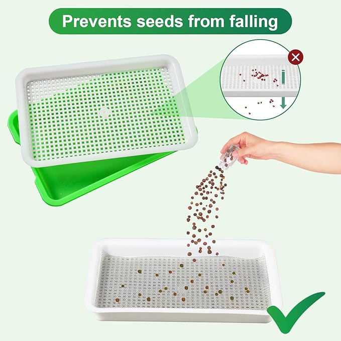 Ecmln 4 pcs Seed Sprouting Tray Mesh Mat,Seed Sprouter, Vegetable Microgreens Planting Mats 8.2" x 11.8". Fit for Plant Germination Tray,Trays NOT Included (8.2" x 11.8")