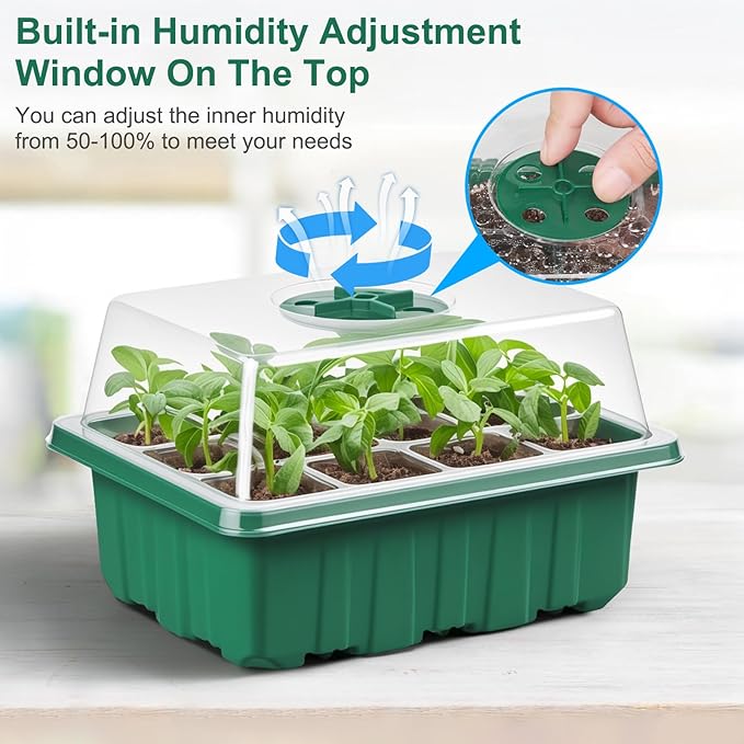 10 Pack Seed Starter Tray Seed Starter Kit (120 Cells Total Tray) with Adjustable Humidity Dome, Plant Germination Trays, Seed Starting Trays Mini Greenhouse Germination Kit for Seeds Growing Starting