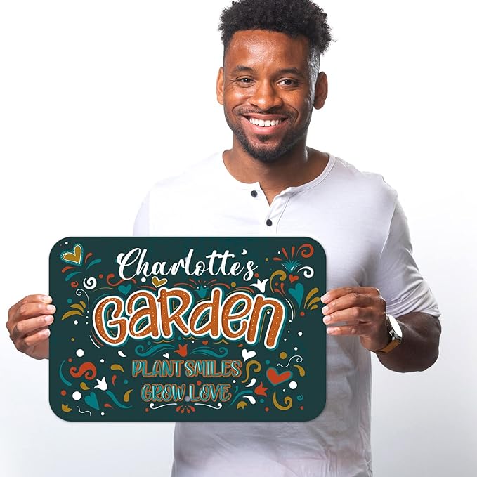 Custom Garden Signs, Personalized Sign For Garden, Mom, Her Or Girlfriend Sign, 12x18 Inches, Rust Free .063 Aluminum, Fade Resistant, Made in USA by Sigo Signs