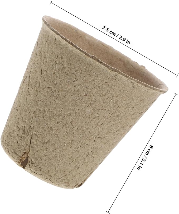 Homoyoyo Seed Starter Peat Pots, 50 Pcs Biodegradable Breed Pots with Plant Labels and Mini Garden Tools, Seed Starting with Drainage Holes for Seedlings, Herbs, Vegetables, Nursery Garden 3.1 Inch
