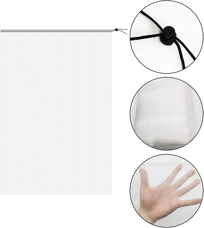 Alpurple 3 PCS Insect Bird Barrier Netting Mesh with Drawstring- 3.2 x 2.6 Feet Fruit Tree Net-Garden Netting Plant Cover for Protect Plant Fruits Flower from Insect Bird Eating