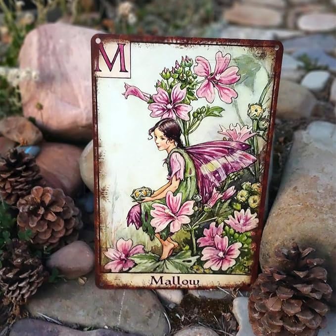 Flower Fairy Wall Decor Vintage Metal Tin Signs Fairy Garden Accessories - Herb Twopence