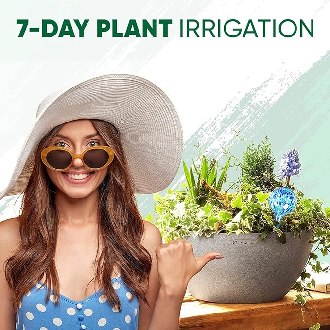 Plant Watering Globes Set of 4 - Large Self Watering Globes for Indoor & Outdoor Plants - Multicolored, Automatic, Glass Watering Bulbs for Daily Use, Plant Watering Devices