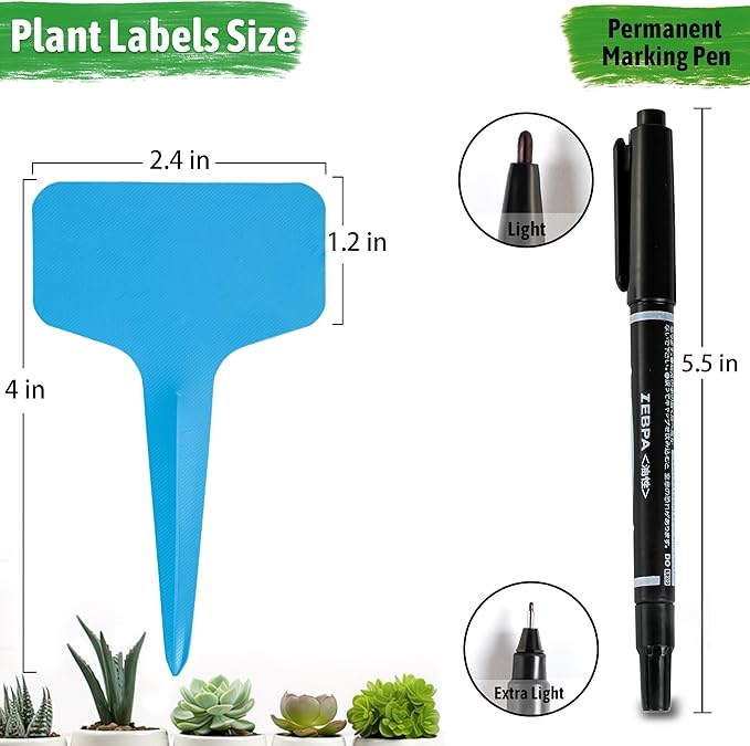Plant Labels Tags 200Pcs T-Type Plant Markers Plastic Plant Label Garden Labels Tags Plant Labels for Outdoor Garden Waterproof Plant Label Identification Stakes with Permanent Marking Pen 5 Colors