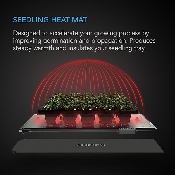 AC Infinity SUNCORE H3, Seedling Mat 10” x 20.75” with Digital Thermostat Controller for Exact Temperature Levels, Waterproof Heating Pad for Indoor Gardening, Hydroponics, Germination, Cloning