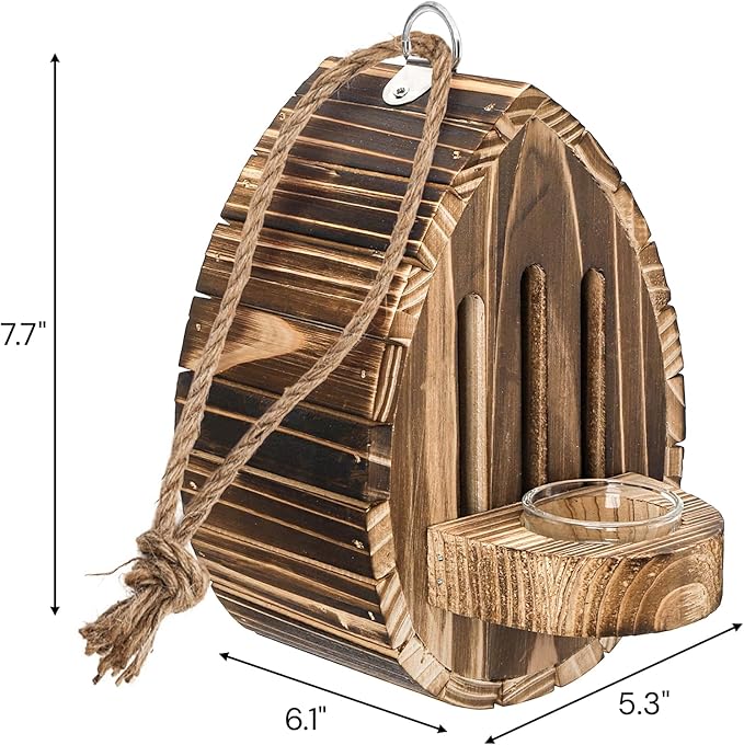 ZOOFOX Wooden Hanging Butterfly House, DIY Butterfly House Kit for Garden, Natural Butterflies Habitat with Feeder for Butterflies, Bees, Ladybug, Easy to Clean