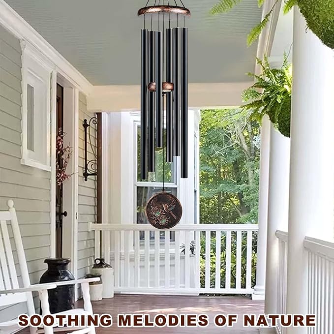 Large Wind Chimes for Outside, 48" Vintage Hummingbird Deep Tone Wind Chime Outdoor Clearance with Heavy Tubes, Patio Porch Balcony Decoration, Garden Hanging Decor Gifts for Women Men