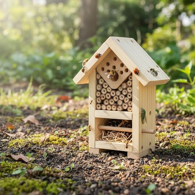 2 PK Premium Bug Hotel Kit Cedar Wood Insect Hotel - DIY Insect House Kit to Build - Backyard Bee House, Nesting Habitat Shelters, Garden Shelter for Bees, Butterflies, Bugs,Heavy Duty Thickness