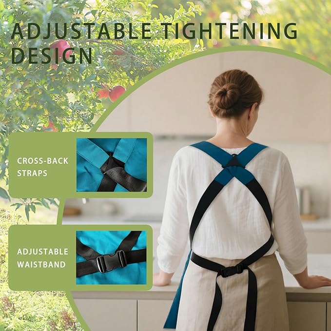 Garden Harvest Apron for Women & Men, Garden Aprons with Pockets and Gloves, Adjustablecross Back Waterproof Apron Great Gift for Love Gardening and Planting