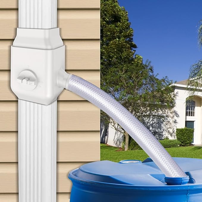 Gutter Downspout Diverter Fits for 2"x3" Standard Downspout, Rainwater Collection System with Adjustable Valve, Rainwater Diverter to Direct Water into Rain Barrel, 4ft. 1-1/4” Hose
