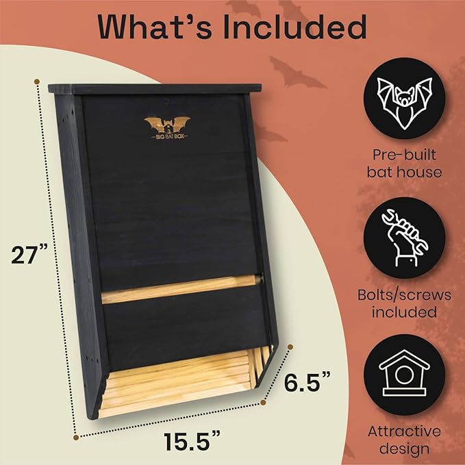 WildYard Bat Houses for Outdoors - Black 3 Chamber Model - Pole, Wall & Tree Mount Bat Roosting Box & House Kit for Backyard