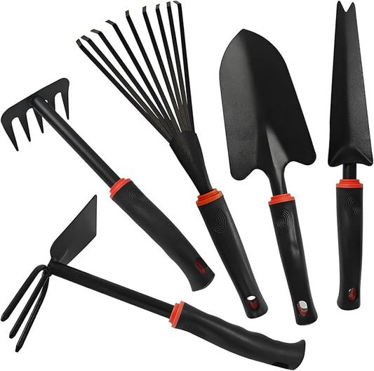 5 Pcs Set Weed Puller Tool,Hand Weeder Tool,Includes Rake, Shovel, Hand Hoe, Double-Sided Cultivator & Weed Puller Tool for Digging