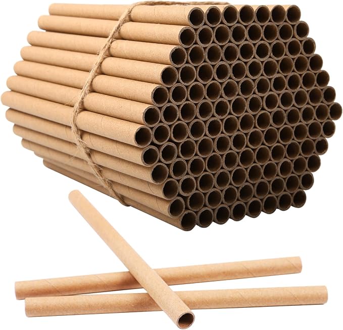 URATOT 120 Pieces Mason Bee Tubes 6 Inches Outdoor Bee Cardboard Tubes Beekeeper Replacement Nesting Refill Tubes for Mason Bee Houses, Bee Hotels