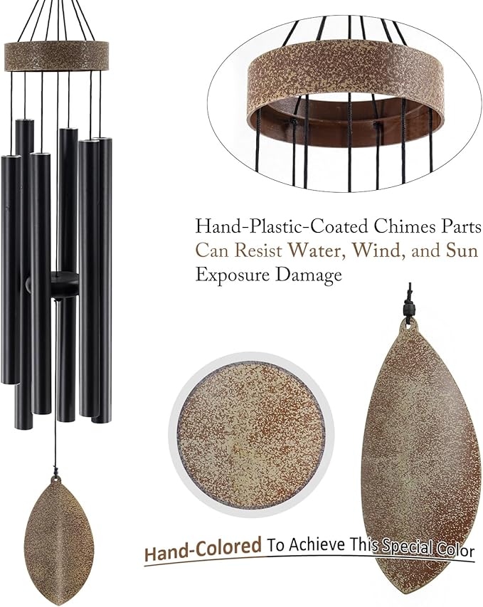 ASTARIN 36 Inch Wind Chimes for Outside, Tuned Metal Wind Chime for Outdoor Garden Patio, WindChimes Tuned Soothing Melodic Tones Windchimes Mom Dad Gift, All Metal Leaf Design Windchime
