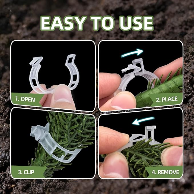 300Pcs Tomato Clips, Plant Clips Plastic Trellis Clips Garden Plant Clips for Tomatoes, Cucumbers, Vines, Reusable Garden Clips to Make Plants Grow Upright, Indoor Outdoor Gardening Supplies