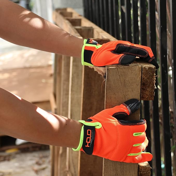 HANDLANDY Work Gloves for Men & Women, Utility Mechanic Working Gloves Touch Screen, Flexible Gardening Gloves for Yard