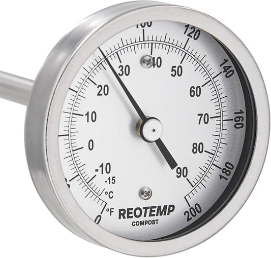 REOTEMP Heavy Duty Compost Thermometer - Fahrenheit and Celsius (24 Inch Stem), Made in The USA