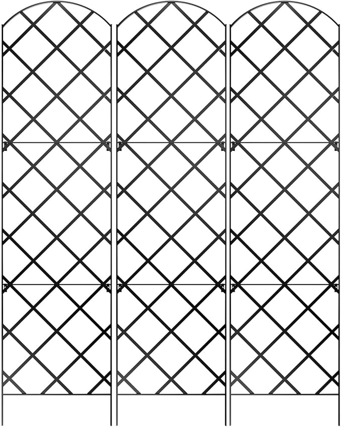 Giant Trellis, 108” high (9’ Tall) by 28” Wide Trellis with Arched top - Pack of 3 Complete trellises - by Meranti Home + Garden