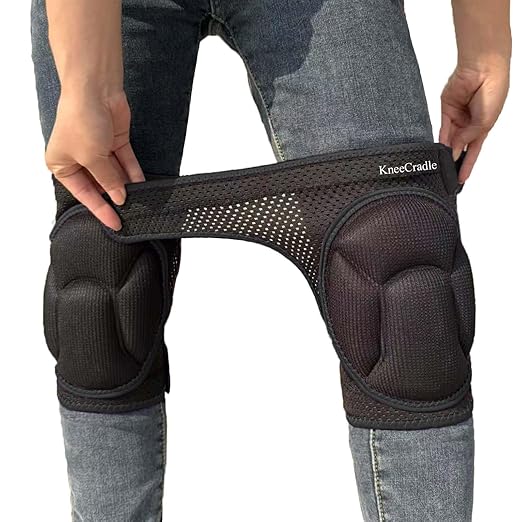 Gardening & Cleaning Knee Pads for Work, Soft EVA Foam Kneepads for Adult Men & Women, Breathable & Elastic with Anti-Slip Design, Great for Weeding, Flooring & Kneeling Worker for Kneeling, Black L