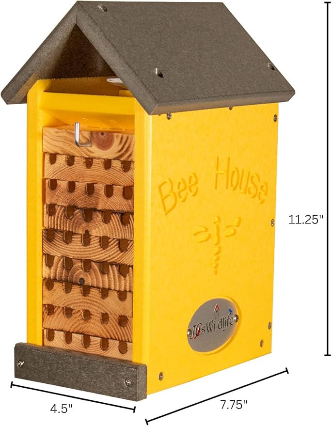 JCs Wildlife Small Poly Lumber Mason Bee House - Attracts Bee Pollinators in Your Garden - Made in The USA