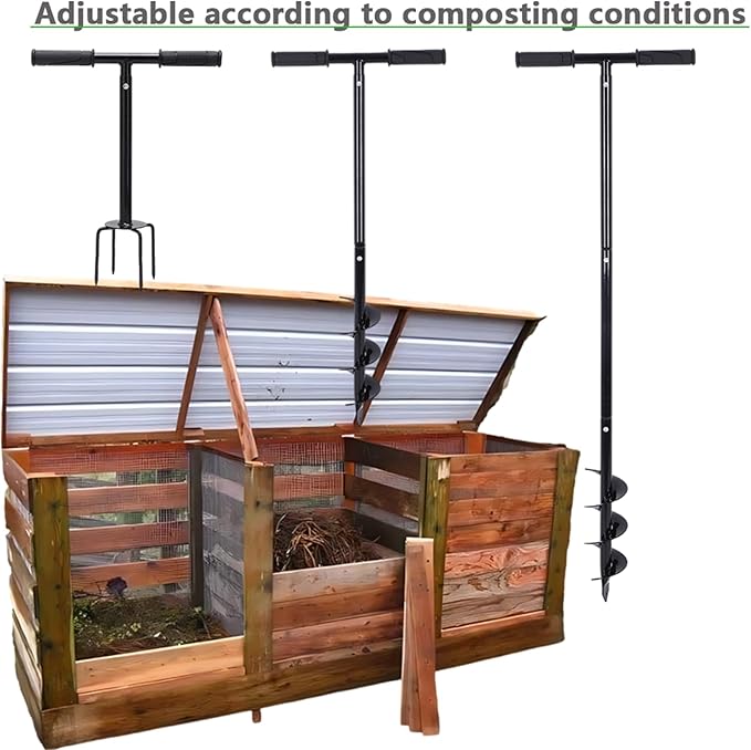Compost Stirring Tool 45.6 inch Compost Turning Tool Outdoor Manual Composting Bar Compost Turner Aerator Accessories Outdoor Turner and Mixing Tool