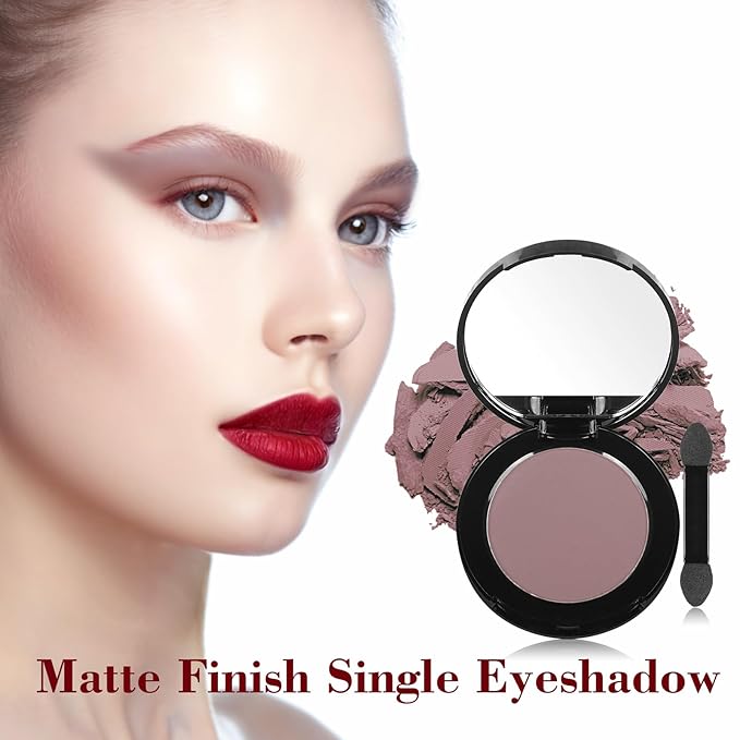 MEICOLY Mauve Eyeshadow with Mirror,Nude Brown Taupe Matte Eye Shadow Palette,Pressed Powder Single Eyeshadow for Women and Girls,Eye Makeup Eyelid Color,High Pigment,Long Wearing