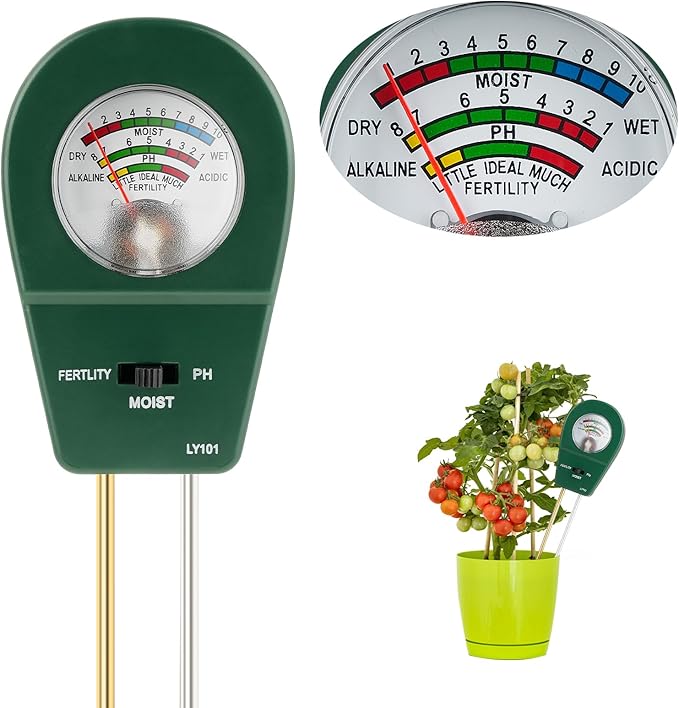 Adoric Soil Meter, 3-in-1 Soil PH/Moisture/Fertility Garden Soil Tester for Plants, Home, Farm, Lawn, Farm, Indoor & Outdoor (No Battery Needed)