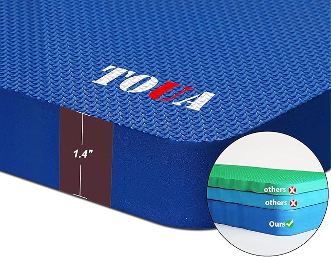 TOUA Garden Kneeling Pad, Kneeling Mat for Gardening, Bath Kneeler for Baby Bath, Large Support Knee 17.8x11x1.4 Thick High Density Foam Protective Knee, Knee Pads for Gardening, Planting Blue 2 Pack