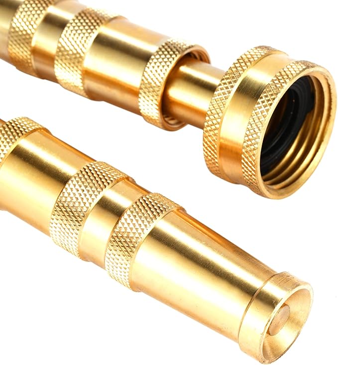 Heavy-Duty Brass Adjustable Twist Hose Nozzle, 2 Pack