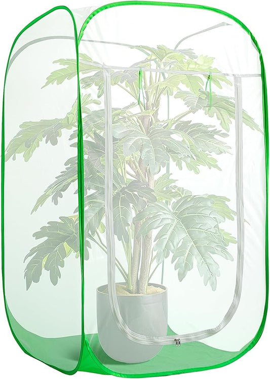 48" x 28" x 28" Pop Up Garden Mesh Plant Cover, Plant Protectors Mesh Plant Enclosure, Garden Net Cage Pest Protection Guard Tent with Storage Bag for Protect Plant Vegetable Fruit from Birds Insects