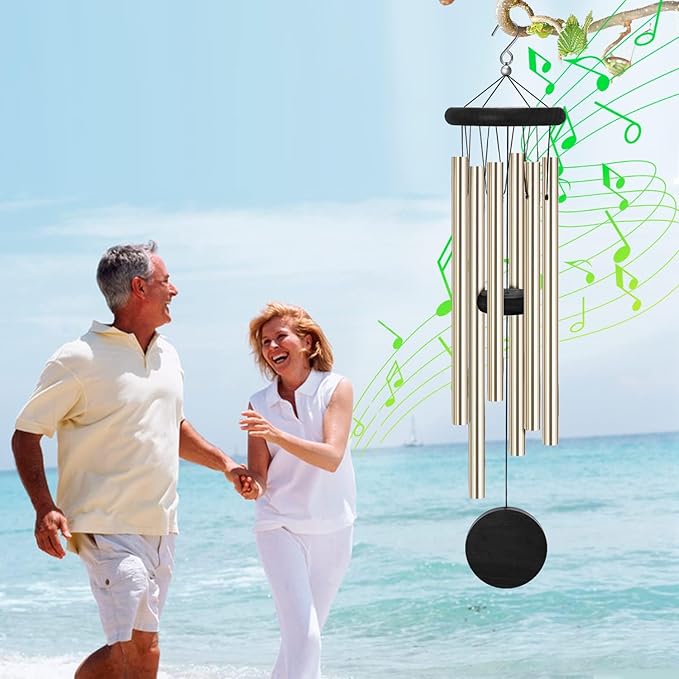 2 Pack Memorial Wind Chimes Outdoor,Garden Wind Chimes with 6 Aluminum Alloy Tubes and Hook,Memorial Wind Chimes for Home Decor Garden Patio Outdoor