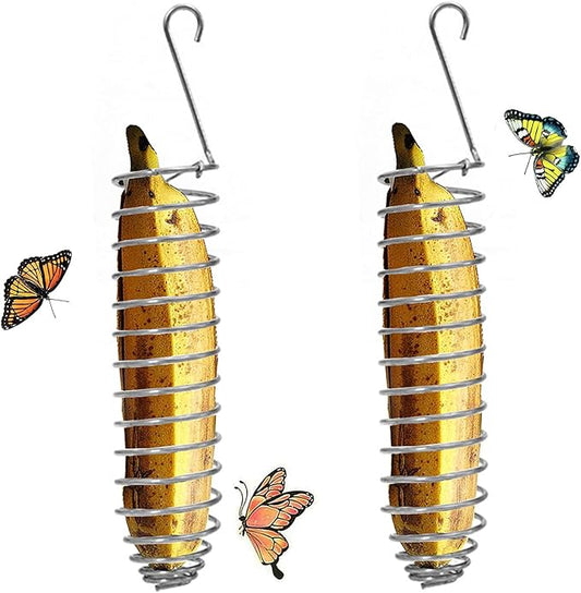 2Pcs Butterfly Banana Holder for Outside, Outdoor Banana Hammock, Hangable Butterfly Feeders Stand for Garden, Backyard