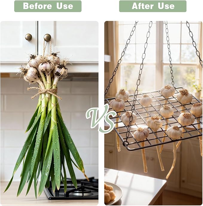 Herb Drying Rack - Hanging Mesh Dryer for Garlic, Onion, Herbs, and Plants - Space-Saving Design (14.5x28 inches) - Perfect for Kitchen and Garden Use - Easy to Clean and Store