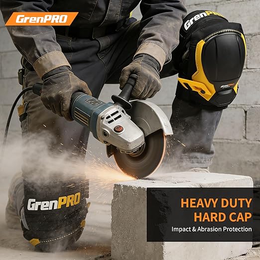 Black Knee Pads for Work - Heavy Duty EVA & Gel Support for Construction, Flooring, Gardening and Cleaning