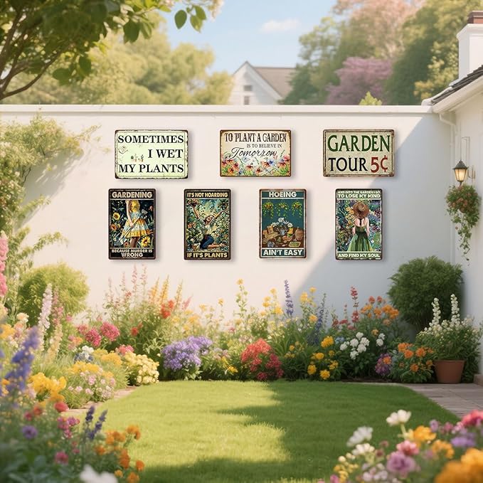 Funny Metal Garden Signs Outdoor Decor 12x8 Inch - Vintage Garden Tin Sign For Outside, Unique Gardening Gifts for Women, Greenhouse Decor & Yard Decorations Outdoor Patio Signs for Plant Lovers