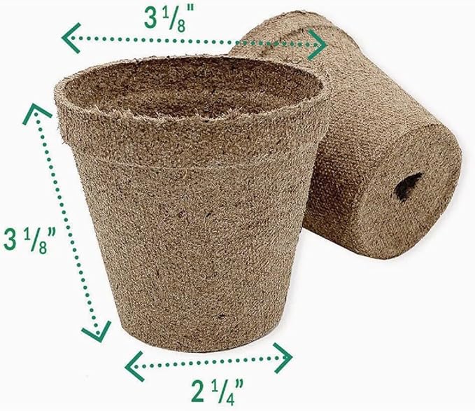 Jiffy Plant Pot - Organic Biodegradable Pots for Seedlings, Drainage Hole - 3 in, 22 Pack - Peat