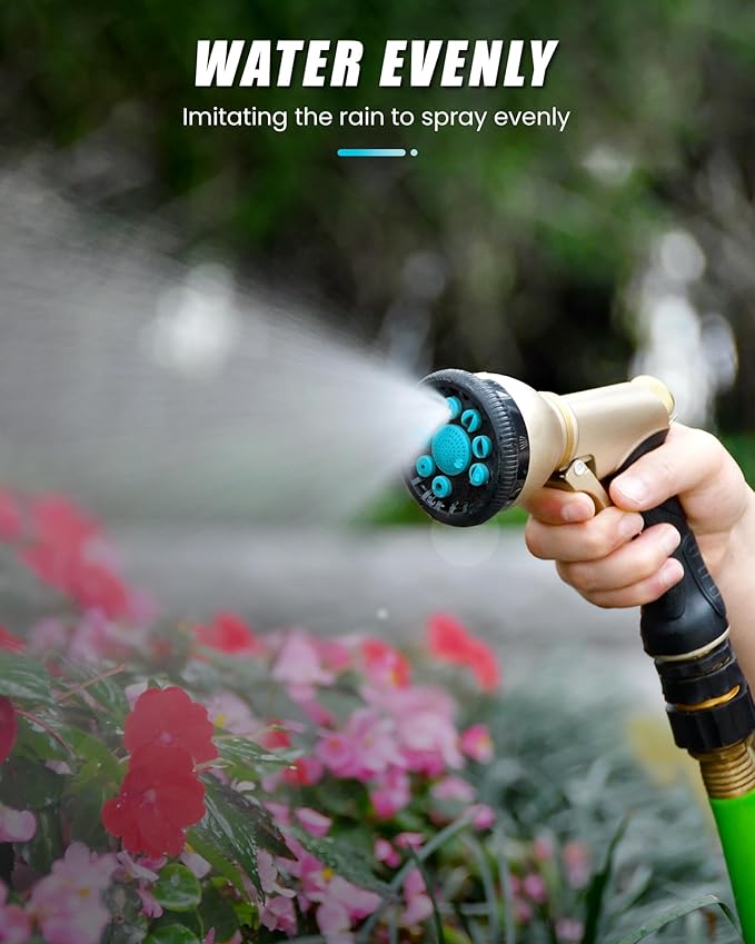 RAINPOINT Garden Hose Nozzle, 9 Spray Patterns Hose Sprayer Nozzle, Heavy Duty Metal Water Hose Nozzle, Adjustable Hand Sprayer, Watering Plants and Lawn, Pet Showering, Blue