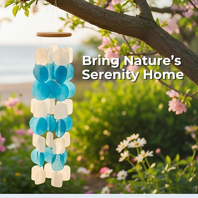 Solange & Frances Wind Chimes for Outside, Gifts for Mom, Birthday Gifts for Women, Sea Glass Windchimes, Sympathy Gift, Outdoor Decor Gift Ideas for Women