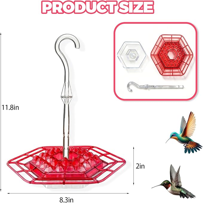 2 Pack Hummingbird Feeder for Outdoors Hanging,16 OZ Humming Birds Feeders with 30 Bee Proof Leak Proof Feeding Ports,Bird Feeder for Outside,Gifts for Women Mom,Hanging Garden Yard Décor