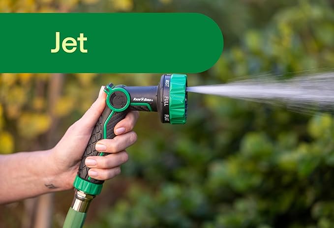 Rain Bird TCNZL8P Garden Hose Nozzle, Thumb Control, Carbon Fiber Texture, 8 Spray Patterns