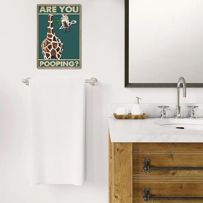 Funny Giraffe Are You Pooping Wall Decor Vintage Bathroom Sign Animal Picture for Bathroom Toilet Wall Decor 8x12 Inch