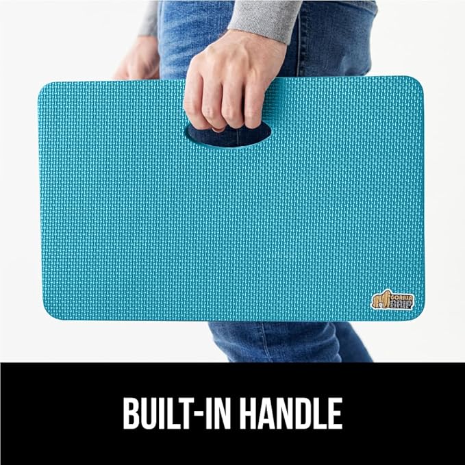GORILLA GRIP Extra Thick Patent Pending Supportive Foam Kneeling Pad, 2 PK, Large Cushion Knee Pads for Gardening, Baby Bath, Dirt and Water Resistant, Workout, Garden Supplies, 17.5x11 Turquoise