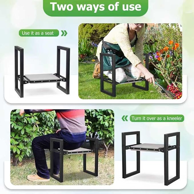 Garden Kneeler and Seat,Heavy Duty Foldable Kneeling Chair with Handle,Comfortable Wide 12" Garden Kneeling Pad, Gardening Gifts for Seniors Outdoor Planting, Camping, Fishing