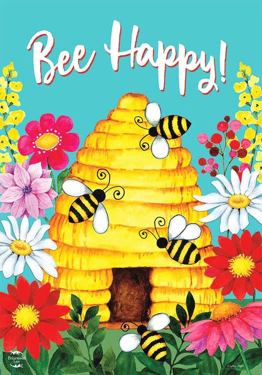 Briarwood Lane Bee Happy Hive Spring House Flag