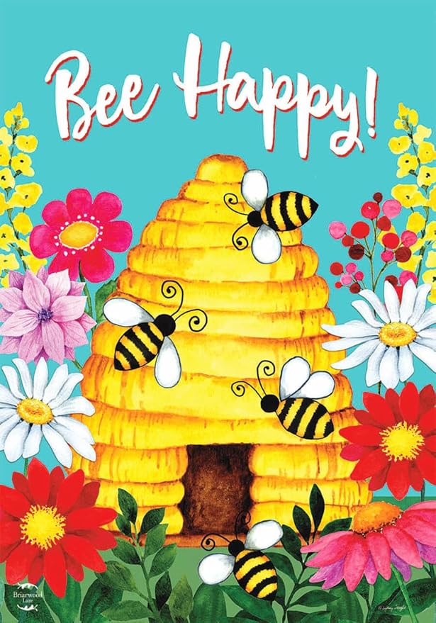 Briarwood Lane Bee Happy Hive Spring House Flag