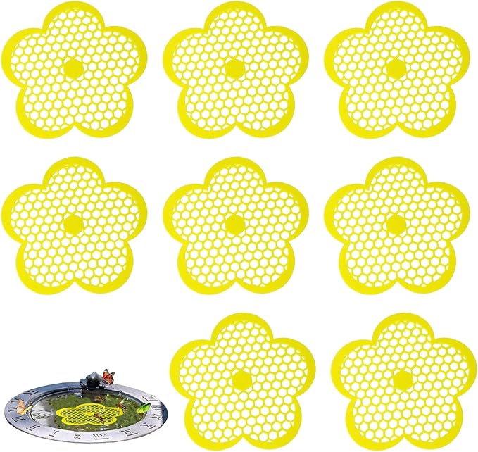 8 Pack Bee Watering Station, Flowers Shape Bee Waterer, Butterfly Watering Station, Floating Bees Island for Feeding Thirsty Pollinators Outdoors (Yellow)