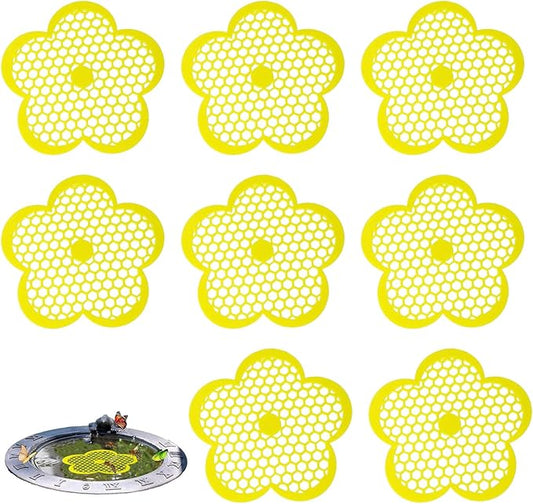 8 Pack Bee Watering Station, Flowers Shape Bee Waterer, Butterfly Watering Station, Floating Bees Island for Feeding Thirsty Pollinators Outdoors (Yellow)