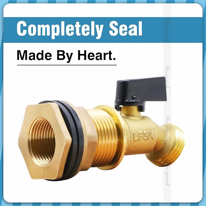 GHT 3/4 spigot for rain barrel parts kit, brass water barrel spigot for 5/25/50/55 gallon bucket, bulkhead valve for rainwater drum garden hose connector and drain valve diy kits