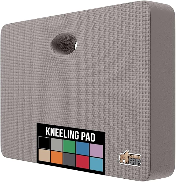 GORILLA GRIP Extra Thick Patent Pending Supportive Foam Kneeling Pad, Large Cushion Knee Pads for Gardening, Baby Bath Time, Dirt and Water Resistant, Workout and Garden Supplies, 17.5x11, Gray
