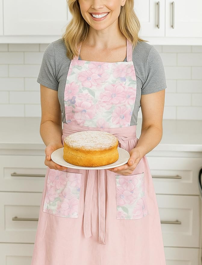 Vintage Pinafore Apron Dress for Women with Pockets Cute Floral Chef Aprons for Kitchen Cooking Baking Gardening